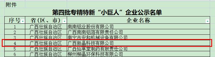 新晶公司榮獲國家級專精特新“小巨人”企業稱號 新晶公司榮獲國家級專精特新“小巨人”企業稱號